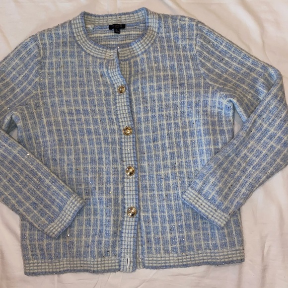 Talbots Sweaters - Talbots Light Blue and Cream Cardigan